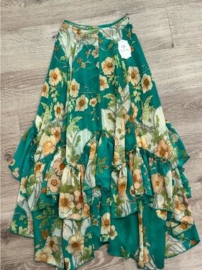 Amber Sky Whimsigoth Floral Ruffle Maxi Skirt | Ethereal Fairy Grunge XS NWT